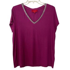 Jennifer Lopez Jeweled V-Neck Top